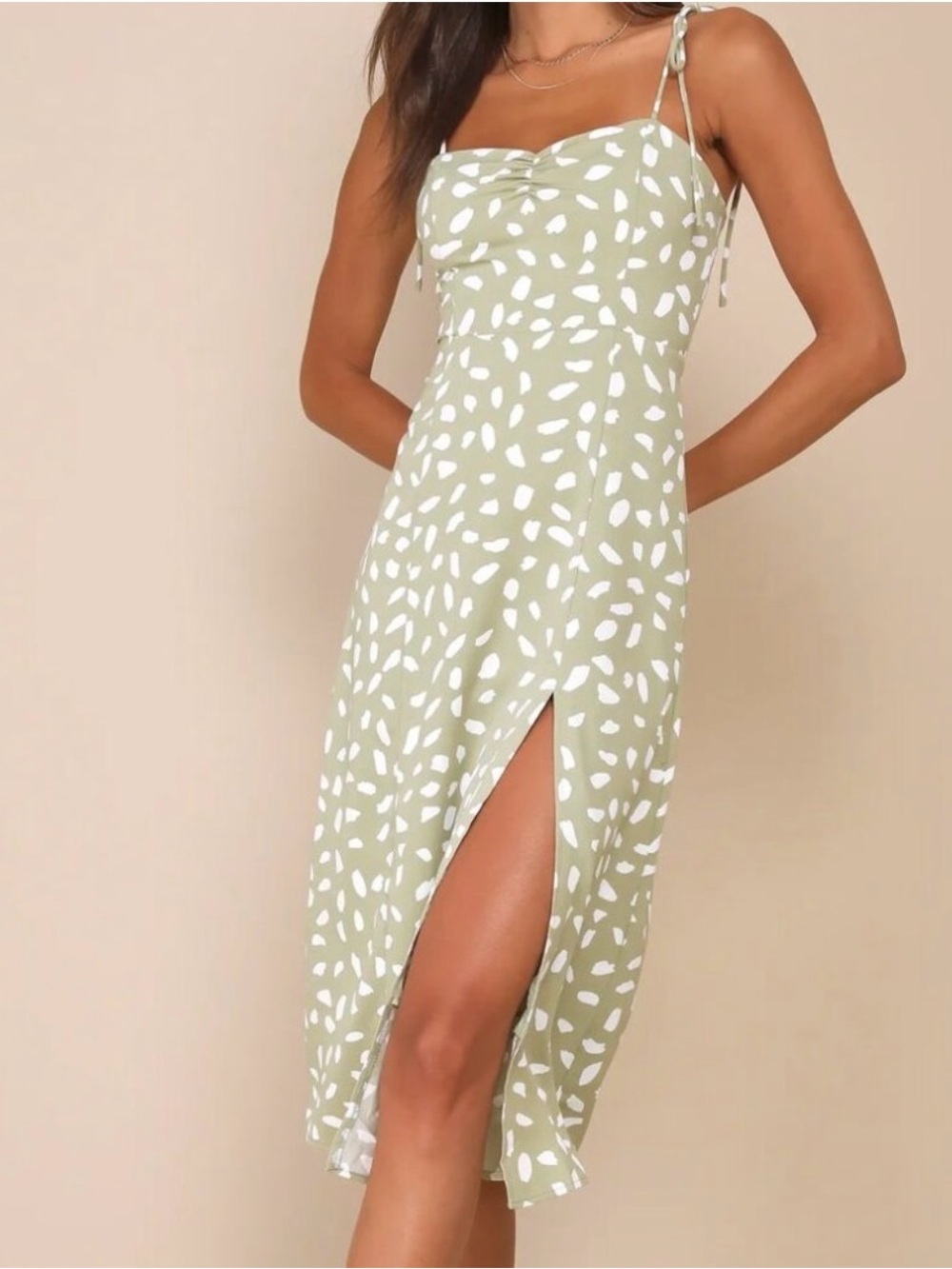 LULUs Green Printed Midi Dress